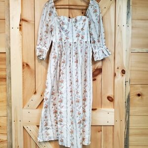 Womens Small Floral Fitted Boho Dress